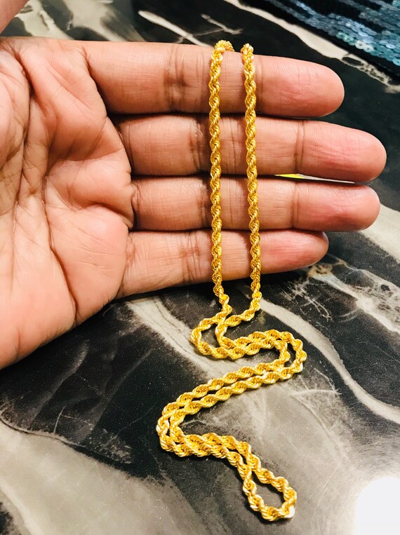 20 Inches 22k Pure Gold 916 Gold Rope 