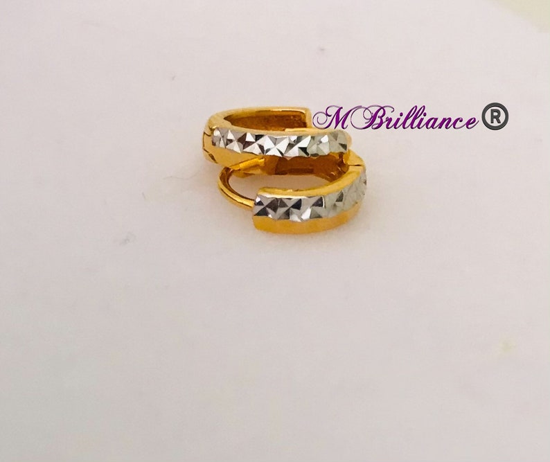 Genuine Solid 22k gold 2 tones earrings 916 gold