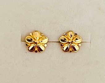 Solid 22k gold 916 gold flower earrings earstuds with indian screw post