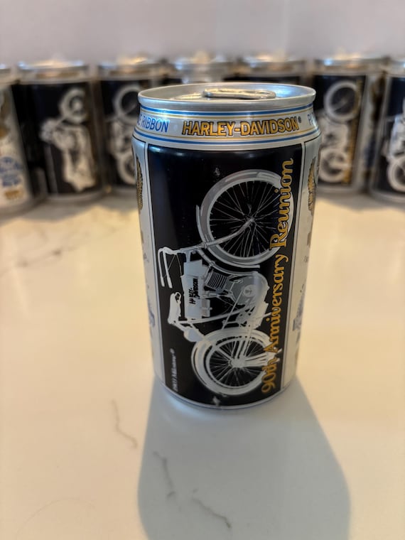 ハーレーダビッドソン　パブストブルーリボン　記念コラボ缶　6パックセット　当時物 1993 Pabst Blue Ribbon Beer 150th Anniversary Harley Davidson 90th