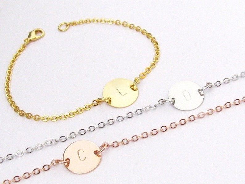 Silver Initial Charm Bracelet \u2013 Add Up to 3 Charms \u2013 Also in Gold or Rose Gold