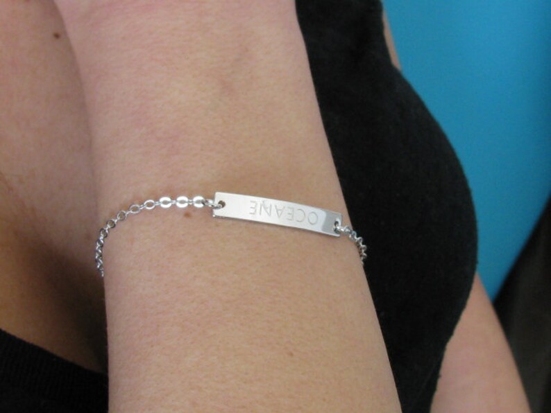 Personalized Jewelry Silver Bar Bracelet Name Bracelet Silver Bracelet Personalized Bracelet Silver Personalized Gift Friendship Gift