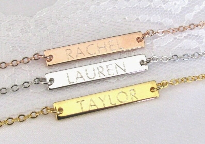 Name Necklace Rose Gold Plated, Gold Plated or Silver Plated With