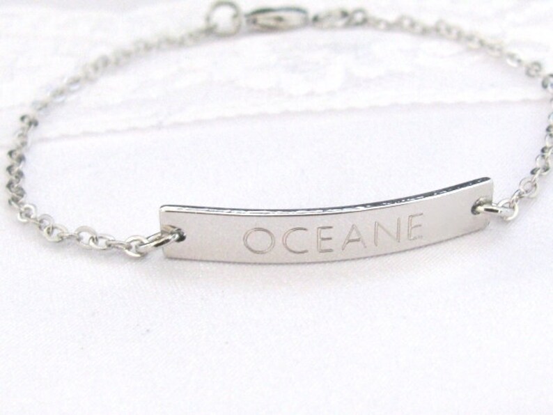 Personalized Jewelry Silver Bar Bracelet Name Bracelet Silver Bracelet Personalized Bracelet Silver Personalized Gift Friendship Gift