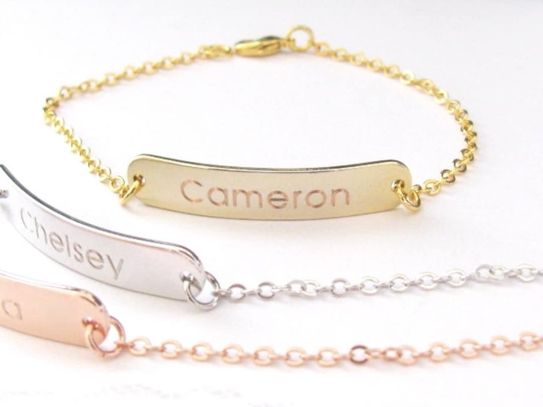 Personalized Bracelet Name Plate Bracelet Custom Bracelet Etsy