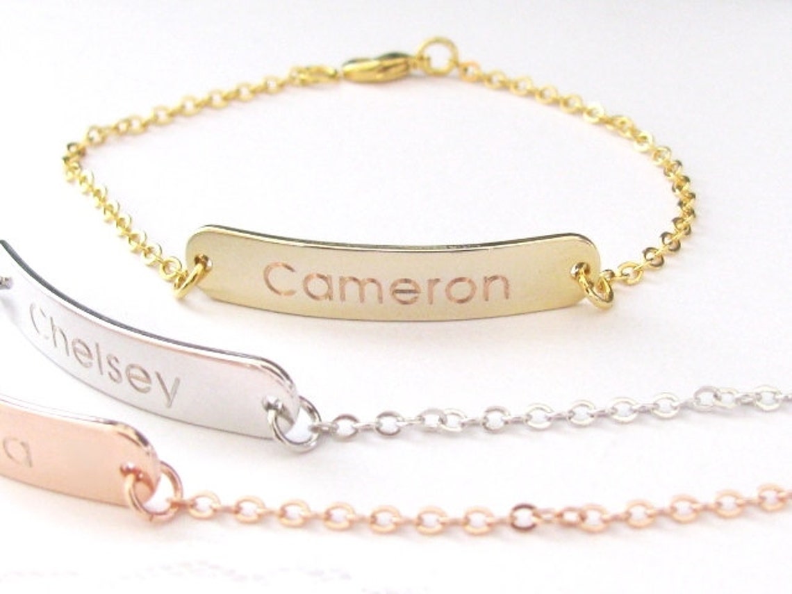 Personalized Bracelet Name Plate Bracelet Custom Bracelet Etsy
