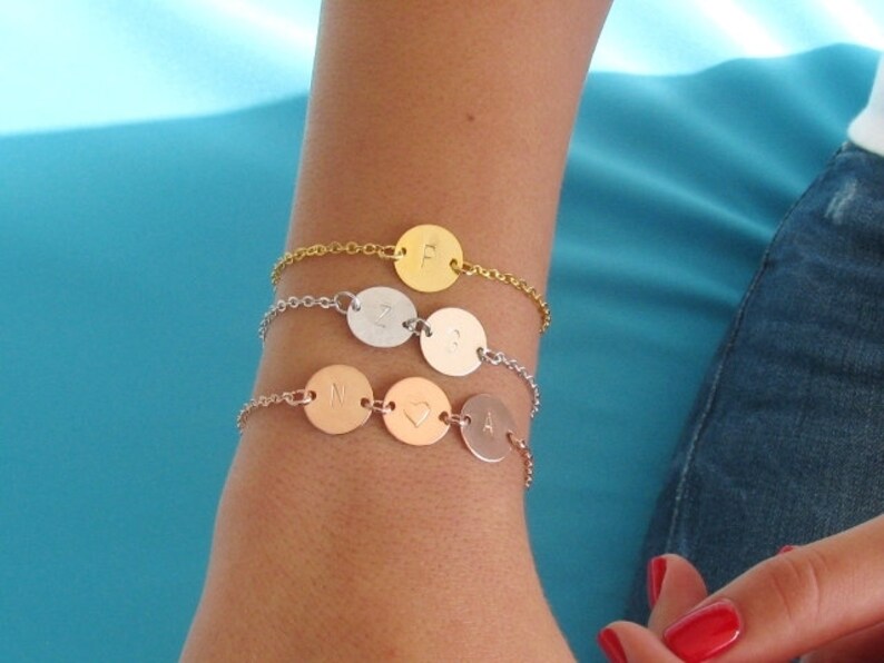 Silver Initial Charm Bracelet \u2013 Add Up to 3 Charms \u2013 Also in Gold or Rose Gold