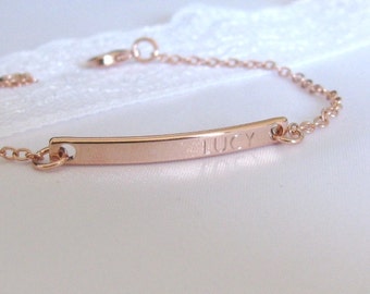 Custom Bar Bracelet, Rose Gold Personalized Bracelet, Name Bracelet, Gold Bar, Engraved Bracelet, Gift For Mom, Gift For Her, Bridesmaid