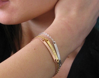 Personalisierte Armband für sie in vergoldet, versilbert oder Rose Gold Plated personalisiert mit Datum, Namen oder koordinieren
