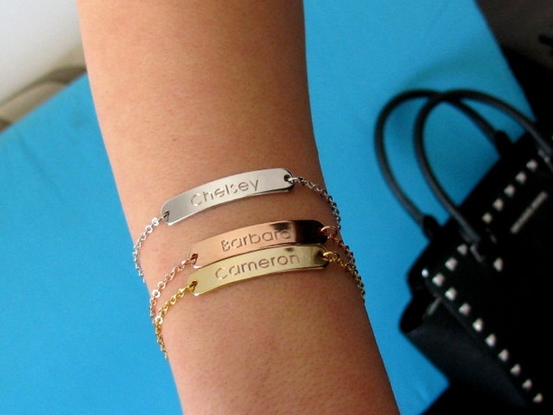 Personalized Bracelet Name Plate Bracelet Custom Bracelet Etsy