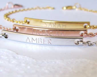 Personalized Bracelets for Women in Gold Plated, Silver Plated or Rose Gold Plated Finish Personalized with Name