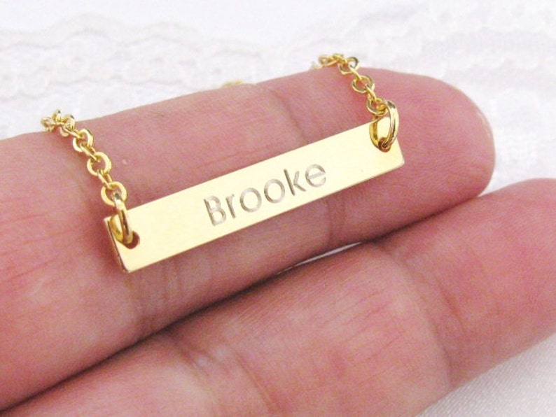 Engraved Name Plate Necklace in Gold Plated Silver Plated or Etsy