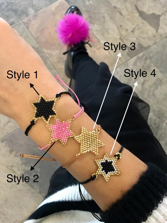 Miyuki Star Pulsera Pulsera de Moda Estrella Estrellas Pulsera de Abalorios Pulsera Con Borlas