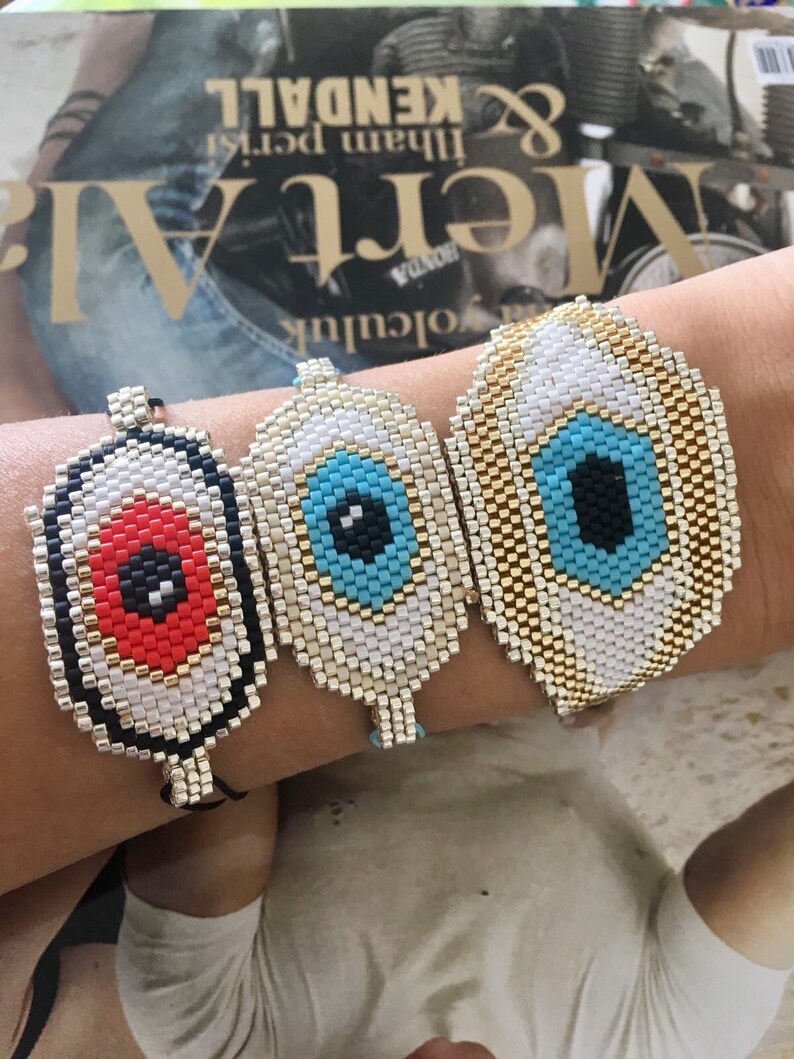 Turquoise Bracelet Summer Bracelet Gift For Her Handcrafted Protection Bracelet Evil Eye Bracelet Miyuki Bracelet Eye Bracelet