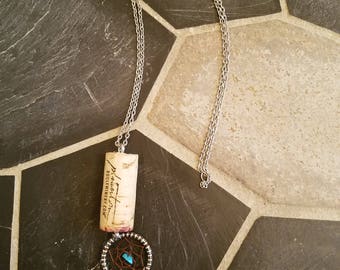 Wine Cork Necklace with Dreamcatcher charm.