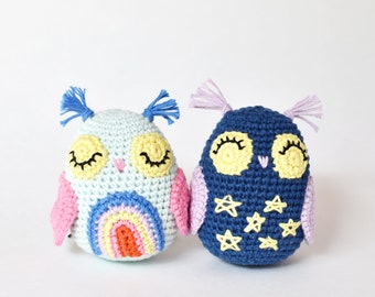 Day & Night Owls Crochet Pattern | Tiny Curl Amigurumi Pattern, Crochet Owl Pattern, Owl Amigurumi Pattern