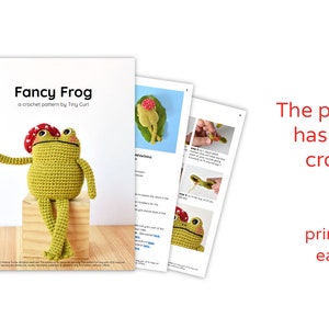 Fancy Frog Crochet Pattern Tiny Curl Amigurumi Pattern, Crochet Frog Pattern, Frog Amigurumi Pattern image 4