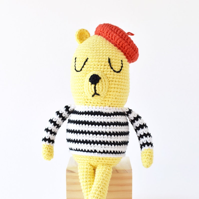 Monsieur Bear Crochet Pattern Tiny Curl Amigurumi Pattern, Crochet Doll Pattern, Bear Amigurumi Pattern, Crochet Bear Pattern image 1