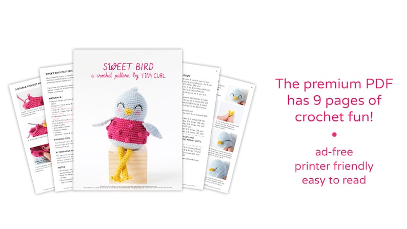 Bird Amigurumi Pattern Tiny Curl Amigurumi Pattern Sweet Bird Crochet Pattern Crochet Bird Pattern