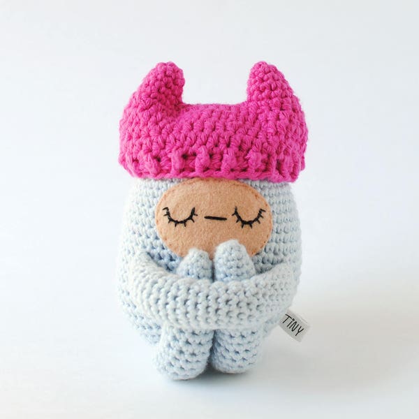 Serenity Curlie | OOAK Handmade Crochet Doll, Women's March Pussy Hat Doll, Women's Rights Doll