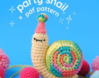 Party Snail Crochet Pattern | Tiny Curl Amigurumi PDF Download