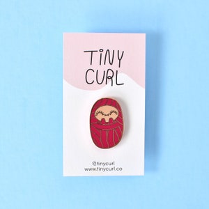 Pink Yarn Curlie Enamel Pin Tiny Curl hard enamel pin, yarn flair, crochet pin, knit pin image 3