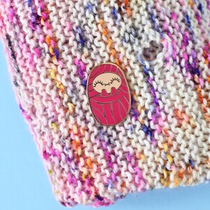 Pink Yarn Curlie Enamel Pin Tiny Curl hard enamel pin, yarn flair, crochet pin, knit pin image 5