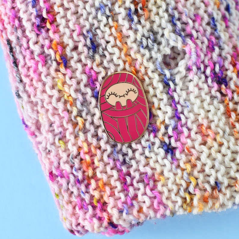 Pink Yarn Curlie Enamel Pin Tiny Curl hard enamel pin, yarn flair, crochet pin, knit pin image 5