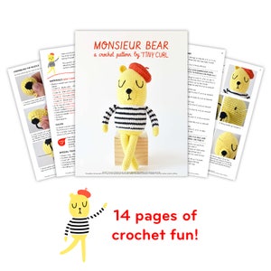 Monsieur Bear Crochet Pattern Tiny Curl Amigurumi Pattern, Crochet Doll Pattern, Bear Amigurumi Pattern, Crochet Bear Pattern image 4
