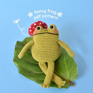 Fancy Frog Crochet Pattern Tiny Curl Amigurumi Pattern, Crochet Frog Pattern, Frog Amigurumi Pattern image 1