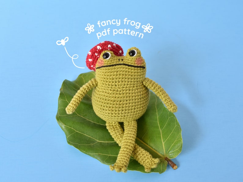 Fancy Frog Crochet Pattern Tiny Curl Amigurumi Pattern, Crochet Frog Pattern, Frog Amigurumi Pattern image 1