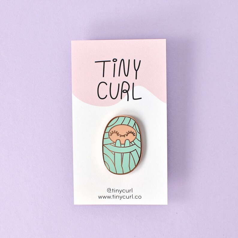 Mint Yarn Curlie Enamel Pin Tiny Curl hard enamel pin yarn image 3