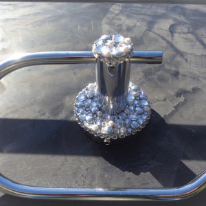 Toilet roll holder hand encrusted with Swarovski crystals, studs and pearls