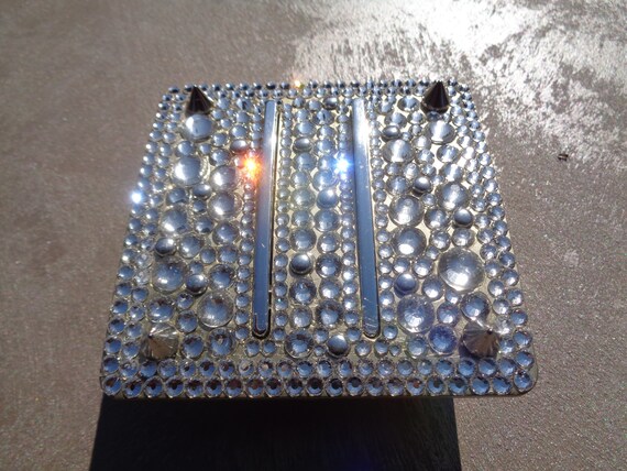 Gold trendy light switch heavily hand encrusted with Preciosa and Swarovski crystals and studs