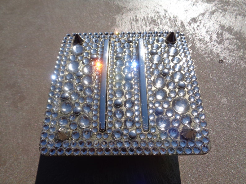 Gold trendy light switch heavily hand encrusted with Preciosa and Swarovski crystals and studs