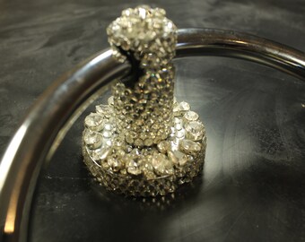 Luxury towel holder hand encrusted with Preciosa clear crystals and single stone embellishments