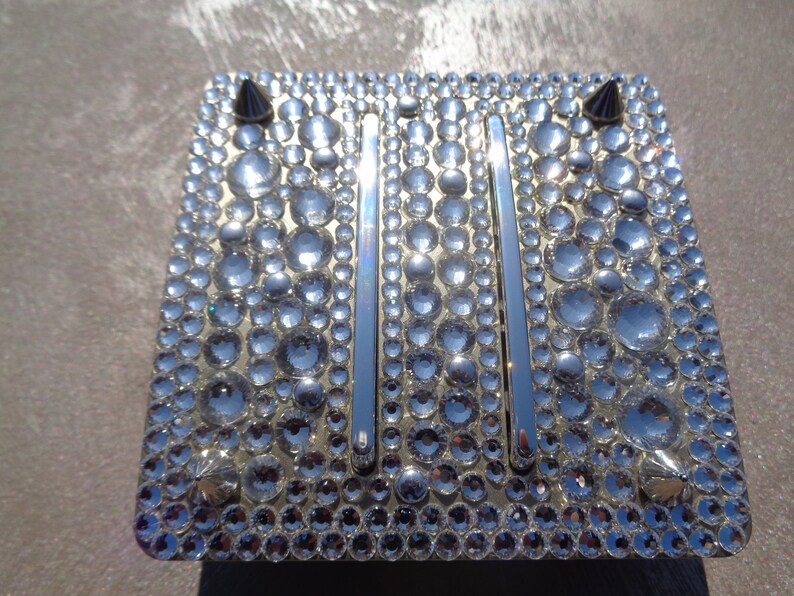 Gold trendy light switch heavily hand encrusted with Preciosa and Swarovski crystals and studs