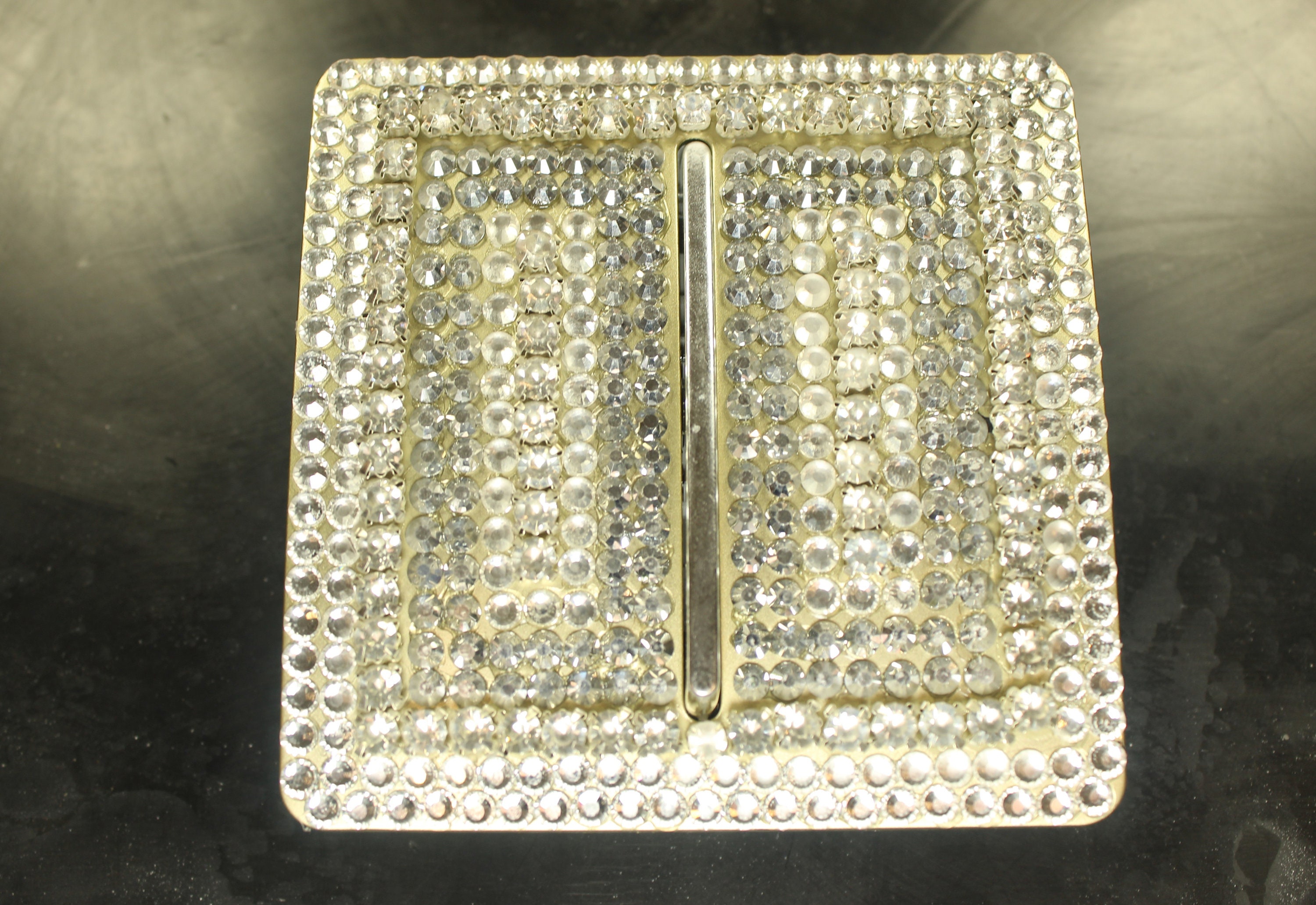 Gold trendy light switch heavily hand encrusted with Preciosa and Swarovski crystals and studs