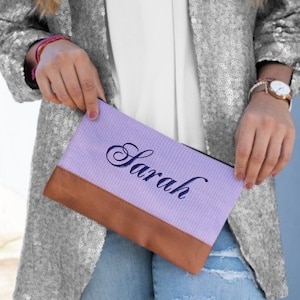 Monogrammed Pink Seersucker Cosmetics Bag