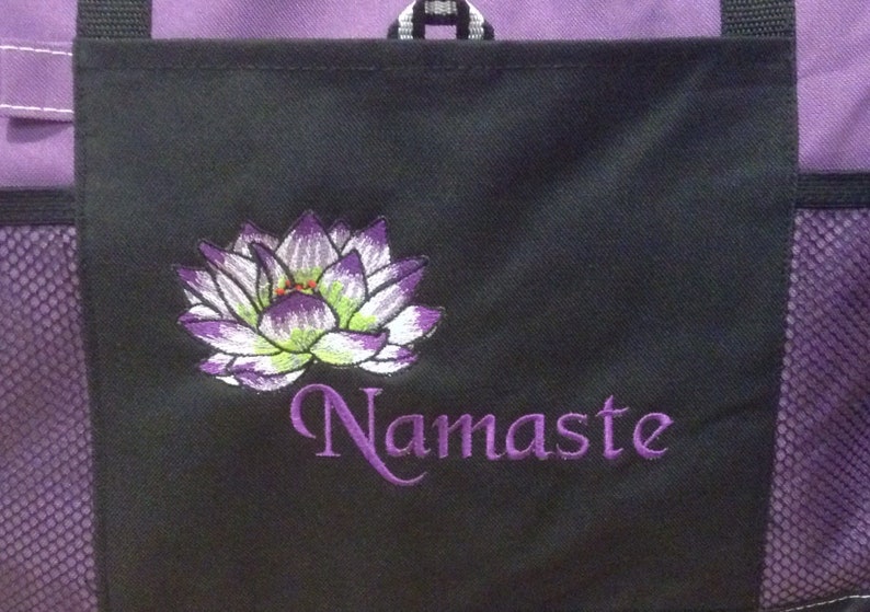 Lightweight Polyester Namaste Yoga Bag; Purple Yoga Tote Bag; Pink Namaste Tote Bag