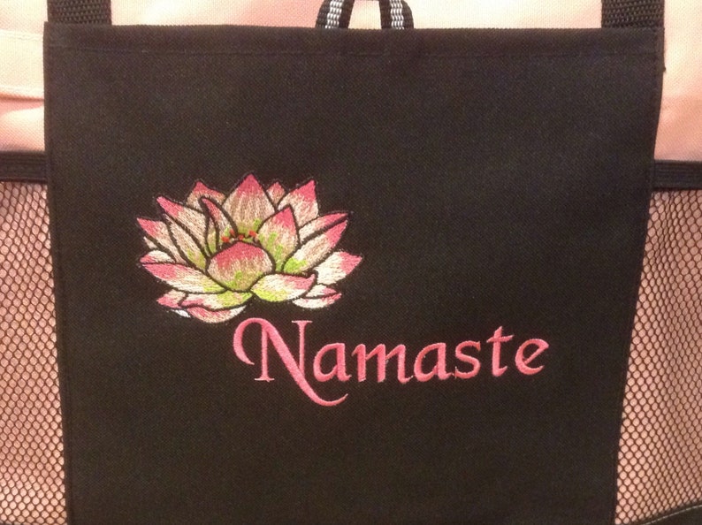 Lightweight Polyester Namaste Yoga Bag; Purple Yoga Tote Bag; Pink Namaste Tote Bag
