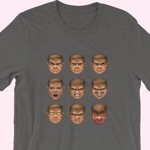 Doom Heads Tee DoomGuy in Various Levels of Discomfort, T-shirt for Doom Fans image 2