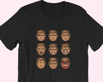 Doom Heads Tee - DoomGuy in Various Levels of Discomfort, T-shirt for Doom Fans