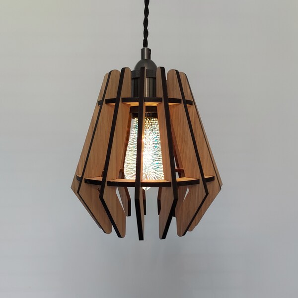 Wooden Lampshade, Wood lampshade, Laser Cut Lampshade, Veneer Wood Lampshade - Bluebell