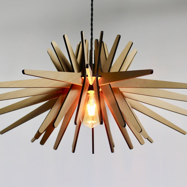 Wooden Lampshade, Wood lampshade, Laser Cut Lampshade, Veneer Wood Lampshade - Orchid