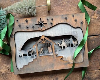 Wood Christmas Nativity Tabletop Decor | Christian Christmas Decor | Religious Gift for Teacher | Manger Scene | Holiday Decorations