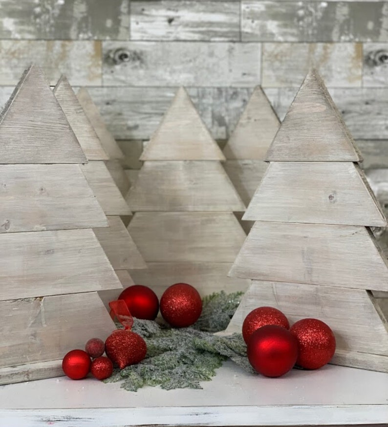 Painted Wood Christmas Tree Christmas Decor Farmhouse Decor Etsy