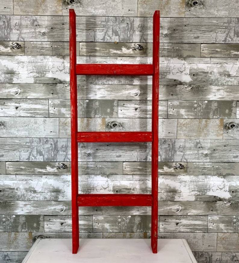 3 Ft Decorative Ladder Christmas Ladder Red Holiday Etsy