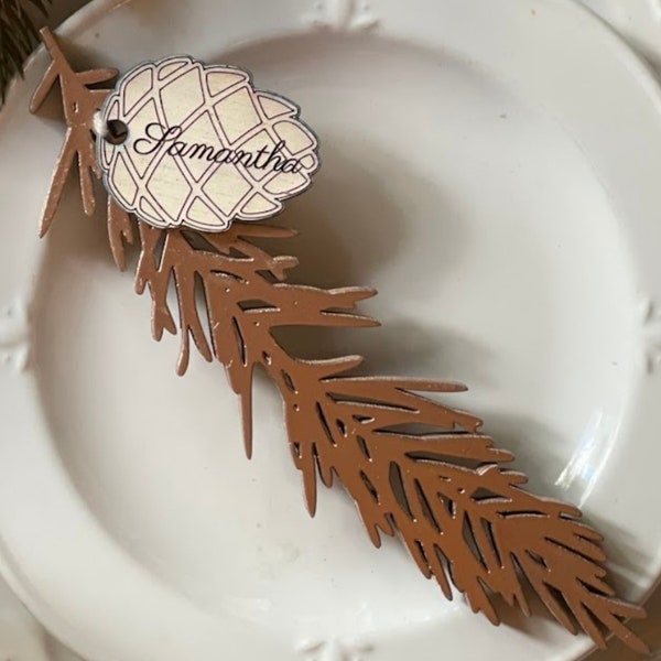 Christmas Dinner Place Card | Personalized Place Settings | Christmas Table Decor | Wood Holiday Plate Decor | Dinner Party Favor | Custom