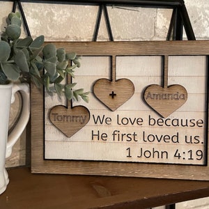 Personalized Gift | Christian Gift | Bible Verse | for Her | Farmhouse Decor | Farmhouse sign | Gift for Spouse | Gift for newlywed | Hearts